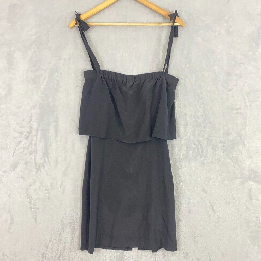 Madewell Black 100% Silk Dress Layered Women's Size‎ 2 Sleeveless Knee Tiered
